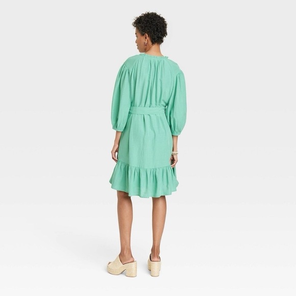 Women’s 3/4 Sleeve A-Line Dress • Knox Rose • Green - Picture 4 of 4